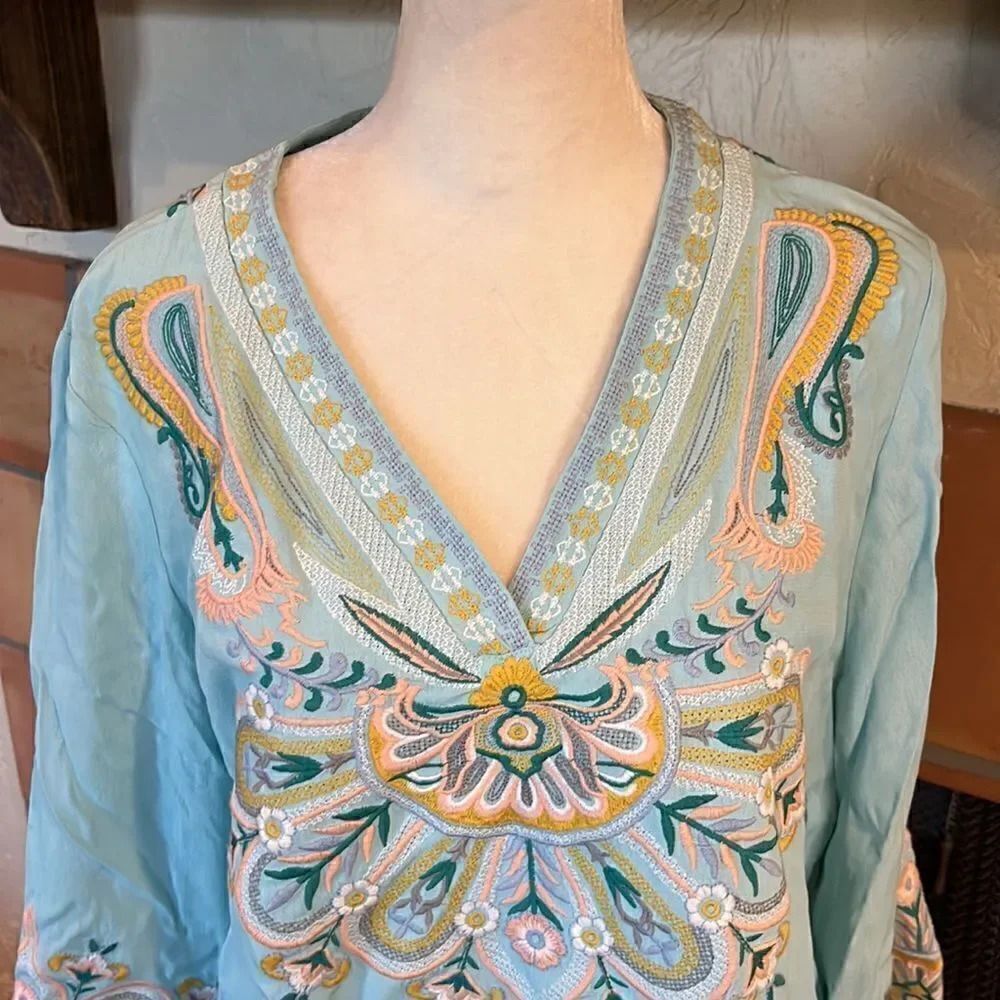 SOFT SURROUNDINGS Embroidered RIVER ISLAND TUNIC, M! - Picture 2 of 9